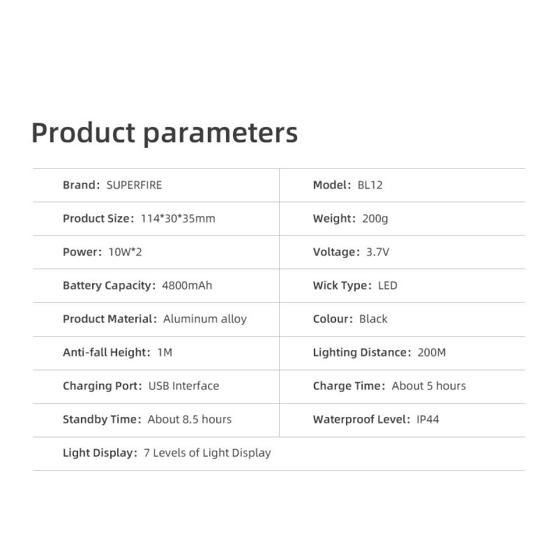 SUPERFIRE BL12 1300LM Fahrrad Frontlicht USB wiederaufladbar 4800mAh LED Scheinwerfer Fahrradlampe Radfahren