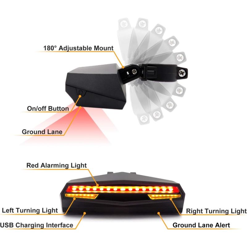Sicher unterwegs! Ampulla C1 LED Fahrrad Rücklicht mit Laser Fahrspur, Blinker & Fernbedienung, wiederaufladbar.