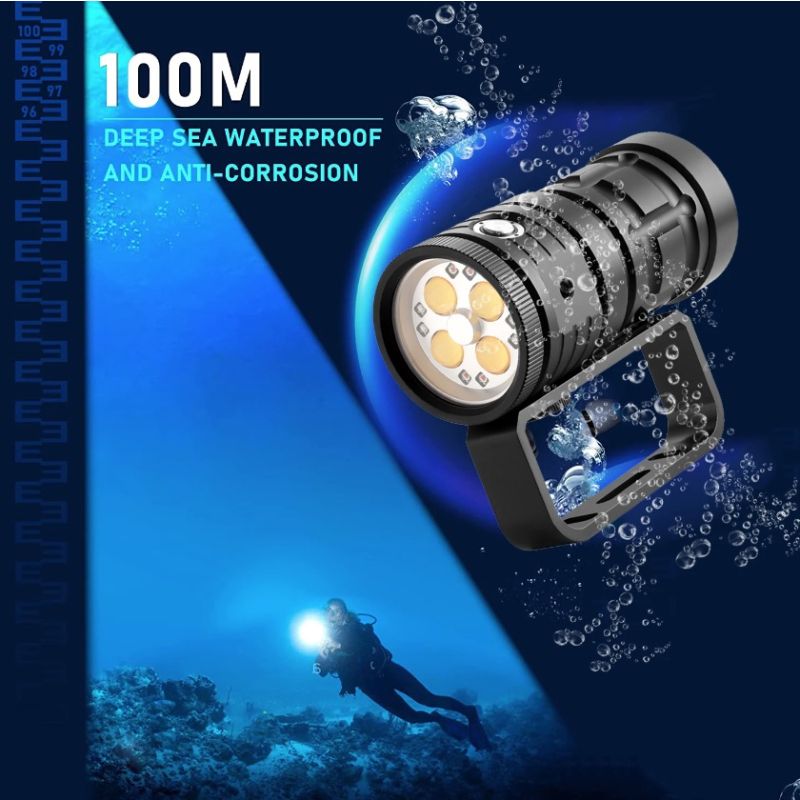 Tauchen Licht Highlight Taschenlampe 25000 Lumen 100M wasserdicht für Unterwasserfotografie und Abenteuer