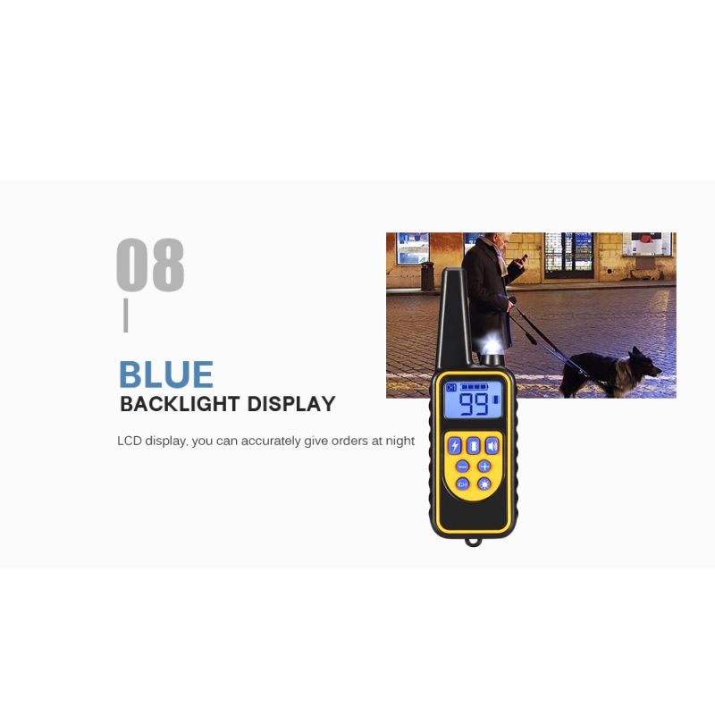 800m Elektrischer Hunde-Trainingskragen Wasserdichter Wiederaufladbares Hundehalsband mit LCD-Display
