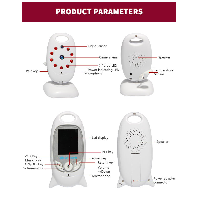 Entdecken Sie den VB601 Funk-Video-Baby-Monitor mit 2.4G Zwei-Wege-Kommunikation und Temperaturüberwachung