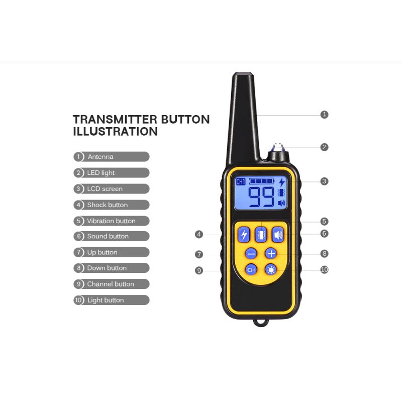 800m Elektrischer Hunde-Trainingskragen Wasserdichter Wiederaufladbares Hundehalsband mit LCD-Display