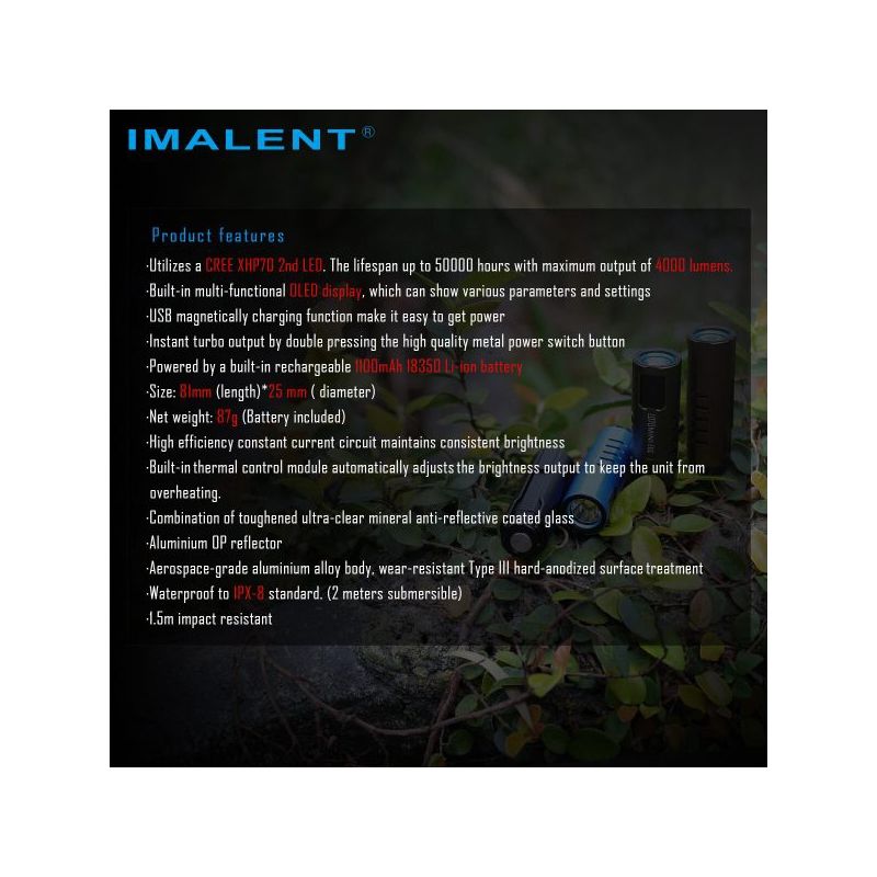 IMALENT LD70 LED-Taschenlampe 4000 Lumen kompakte Lichtquelle für Abenteurer und Outdoor mit OLED-Display