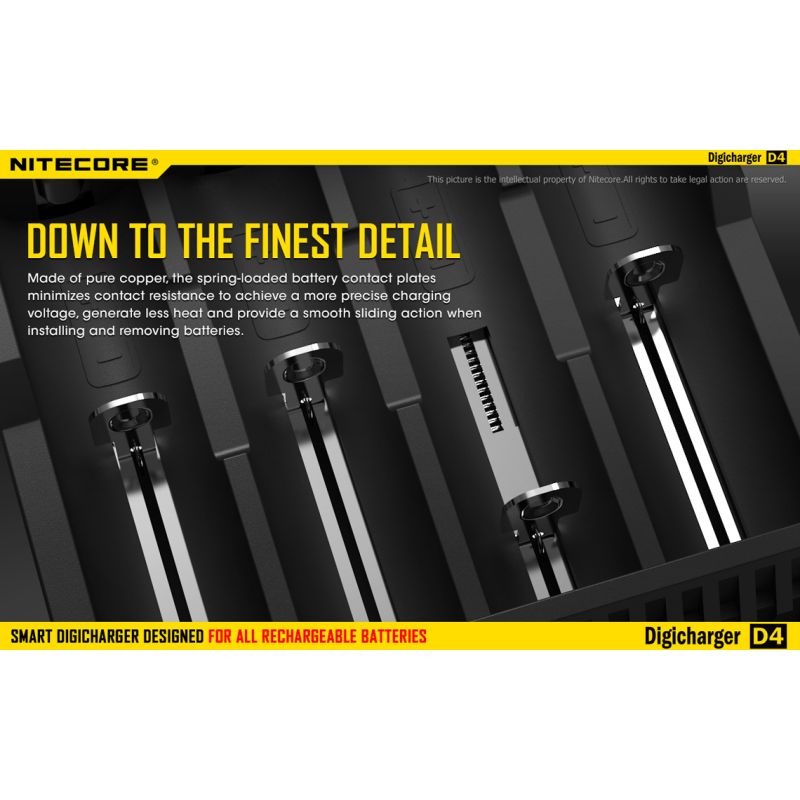 Nitecore D4 Digicharger intelligentes Laden LCD-Anzeige kompatibel mit Li-Ion 18650 14500 Ni-MH Batterien