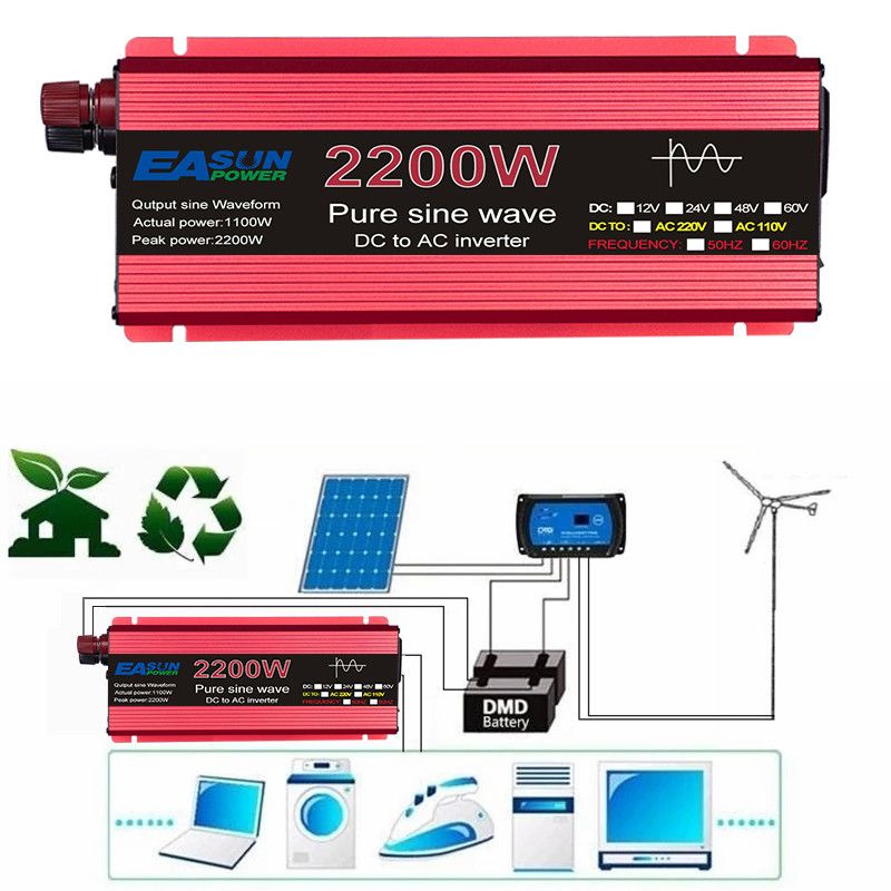 Reiner Sinus Wechselrichter 3000W DC 12V/24V zu AC 110V/220V langlebiger Inverter für empfindliche Elektronik