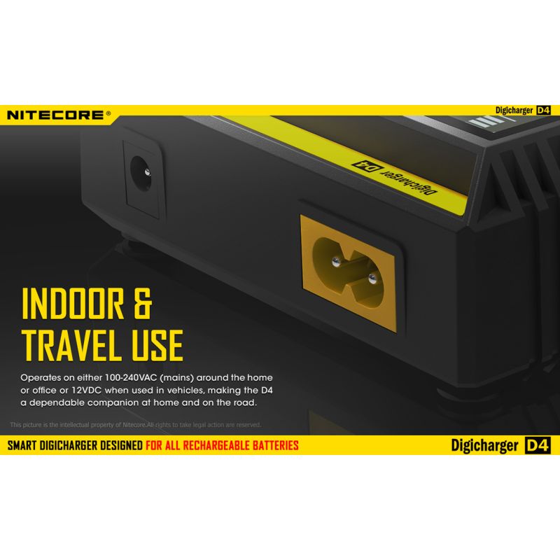 Nitecore D4 Digicharger intelligentes Laden LCD-Anzeige kompatibel mit Li-Ion 18650 14500 Ni-MH Batterien