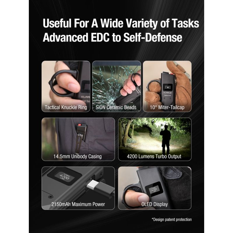 Klarus X1 Ultradünne EDC Taschenlampe, 4200LM taktische Taschenlampe mit USB-C, Luminus SST-70 LED
