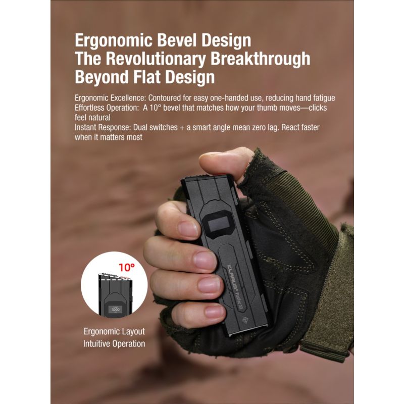 Klarus X2 Ultrdünne taktische Taschenlampe EDC, USB-C wiederaufladbar, 3000 Lumen, kompakte, kraftvolle Lampe