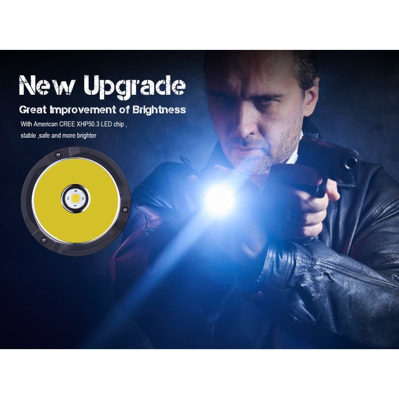 JETBEAM M37 PRO taktische Hochleistungs-Taschenlampe 3700 Lumen, 340m Reichweite, Fensterbrecher, IPX8, 21700