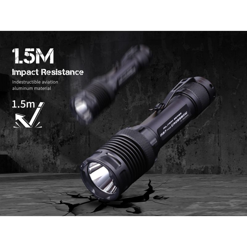JETBEAM M37 PRO taktische Hochleistungs-Taschenlampe 3700 Lumen, 340m Reichweite, Fensterbrecher, IPX8, 21700