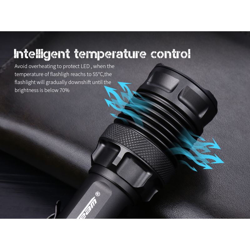 JETBEAM M37 PRO taktische Hochleistungs-Taschenlampe 3700 Lumen, 340m Reichweite, Fensterbrecher, IPX8, 21700