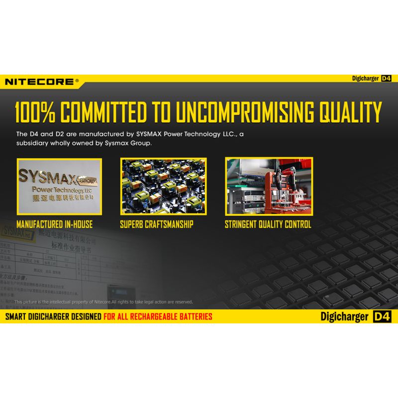 Nitecore D4 Digicharger intelligentes Laden LCD-Anzeige kompatibel mit Li-Ion 18650 14500 Ni-MH Batterien