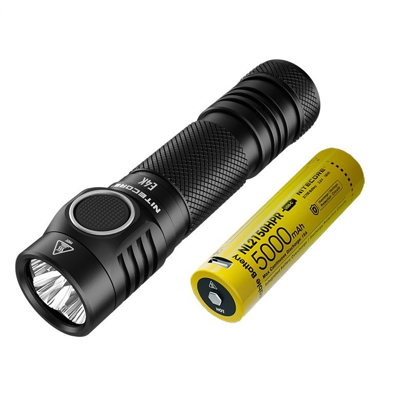 Nitecore E4K 4400 Lumen Taschenlampe Kompaktes Design EDC Taschenlampe Wasserdicht mit 21700 Batterie