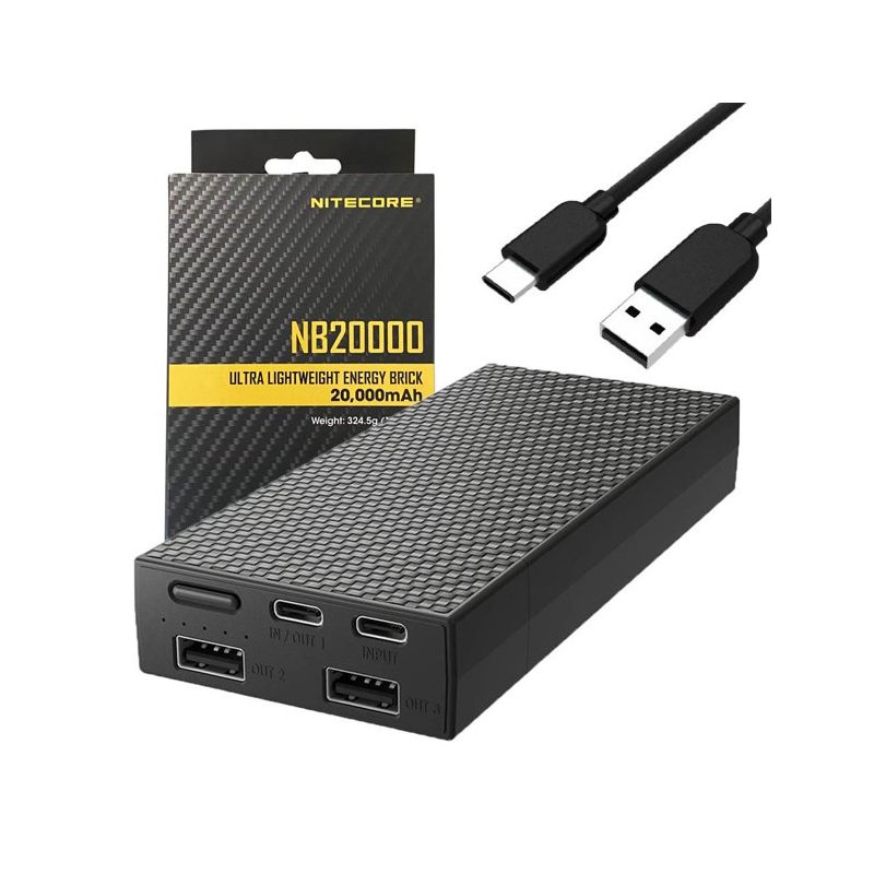 Nitecore NB20000 QC Powerbank 20000mAh Dual Port USB USB-C leicht langlebig für schnelles Laden unterwegs