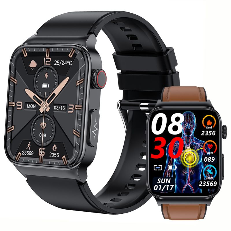 E500 Blutzucker Smart Watch Herren EKG Monitor Blutdruck Körpertemperatur Smartwatch IP68 Wasserdichter Fitness Tracker