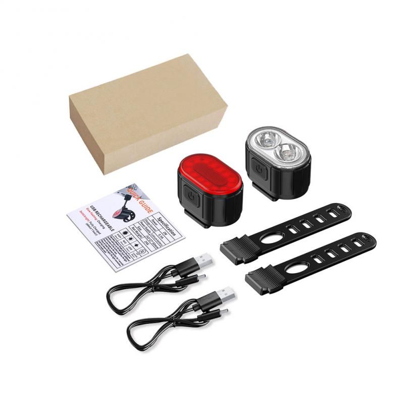 USB wiederaufladbare wasserdichte Fahrradlampe mit weißem Frontlicht und rotem Rücklicht für erhöhte Fahrradsicherheit