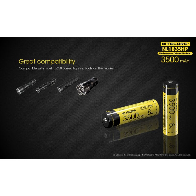 Nitecore NL1835HP 18650 Akku 3500mAh außergewöhnliche Kapazität für Hochstromgeräte und Outdoor-Fans