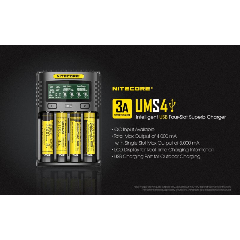 Nitecore UMS4 intelligentes USB Ladegerät Vier Schacht Design für 18650 21700 batterie schnelles Laden Outdoor