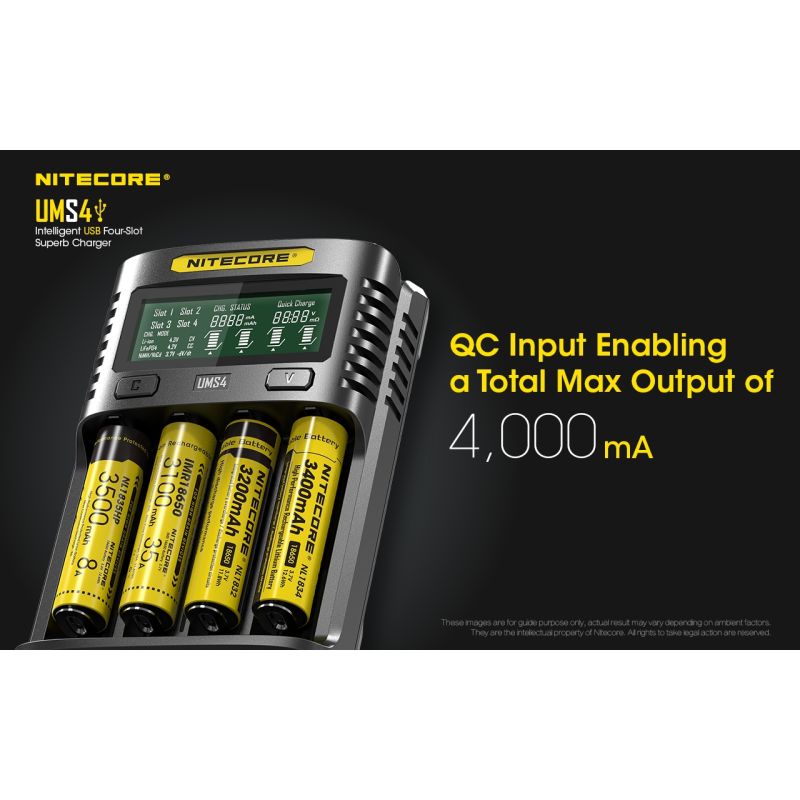 Nitecore UMS4 intelligentes USB Ladegerät Vier Schacht Design für 18650 21700 batterie schnelles Laden Outdoor