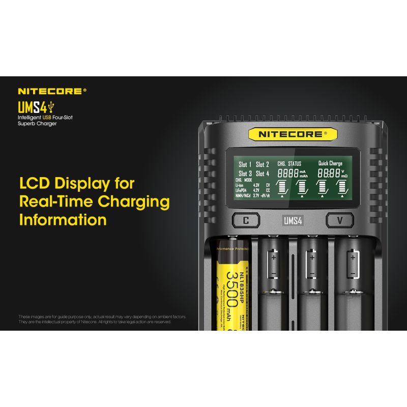 Nitecore UMS4 intelligentes USB Ladegerät Vier Schacht Design für 18650 21700 batterie schnelles Laden Outdoor
