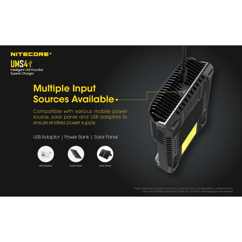 Nitecore UMS4 intelligentes USB Ladegerät Vier Schacht Design für 18650 21700 batterie schnelles Laden Outdoor