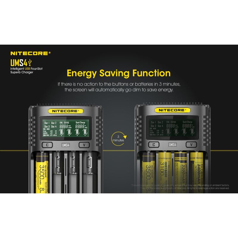 Nitecore UMS4 intelligentes USB Ladegerät Vier Schacht Design für 18650 21700 batterie schnelles Laden Outdoor