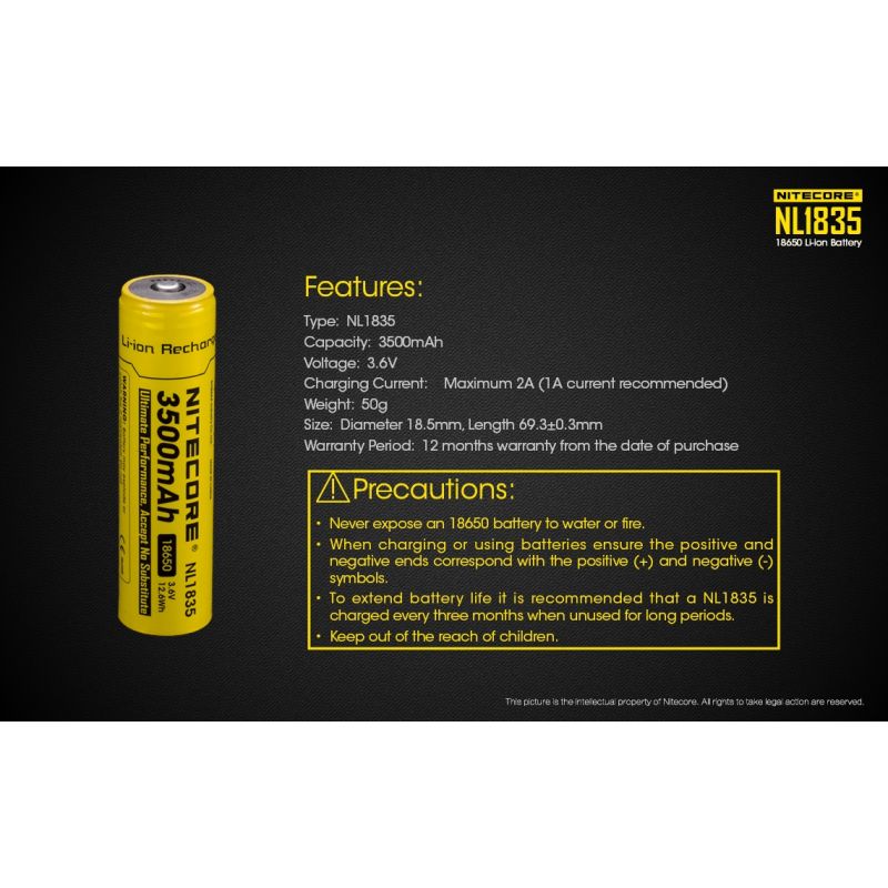 Entdecken Sie den Nitecore 18650 3500mAh Li-Ion Akku Hohe Kapazität für Taschenlampen und Outdoor-Ausrüstung