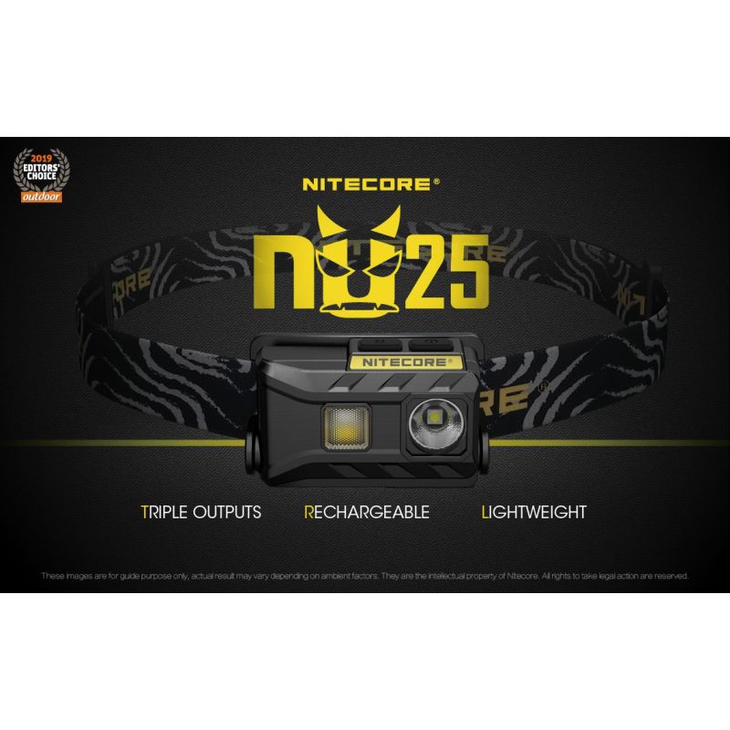 Nitecore NU25 XP-G2 S3 LED Stirnlampe 360 Lumen wiederaufladbar für Outdoor Beleuchtung und Abenteuer Zubehör