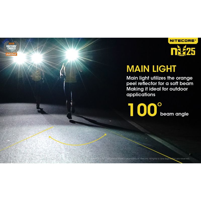 Nitecore NU25 XP-G2 S3 LED Stirnlampe 360 Lumen wiederaufladbar für Outdoor Beleuchtung und Abenteuer Zubehör