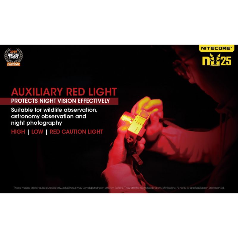 Nitecore NU25 XP-G2 S3 LED Stirnlampe 360 Lumen wiederaufladbar für Outdoor Beleuchtung und Abenteuer Zubehör