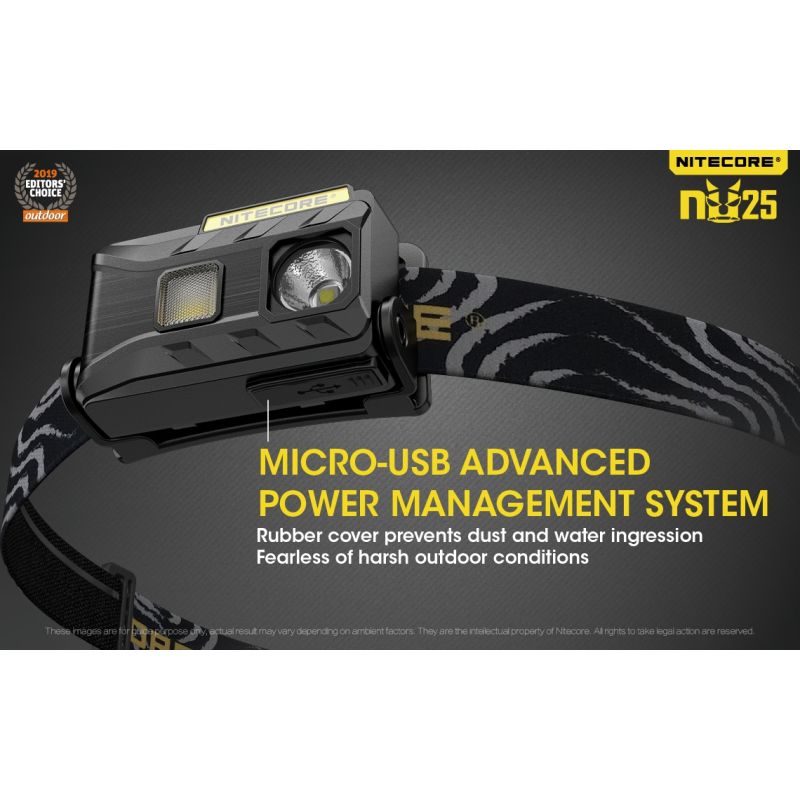 Nitecore NU25 XP-G2 S3 LED Stirnlampe 360 Lumen wiederaufladbar für Outdoor Beleuchtung und Abenteuer Zubehör