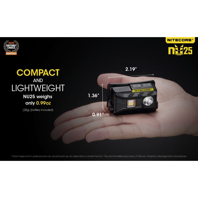 Nitecore NU25 XP-G2 S3 LED Stirnlampe 360 Lumen wiederaufladbar für Outdoor Beleuchtung und Abenteuer Zubehör