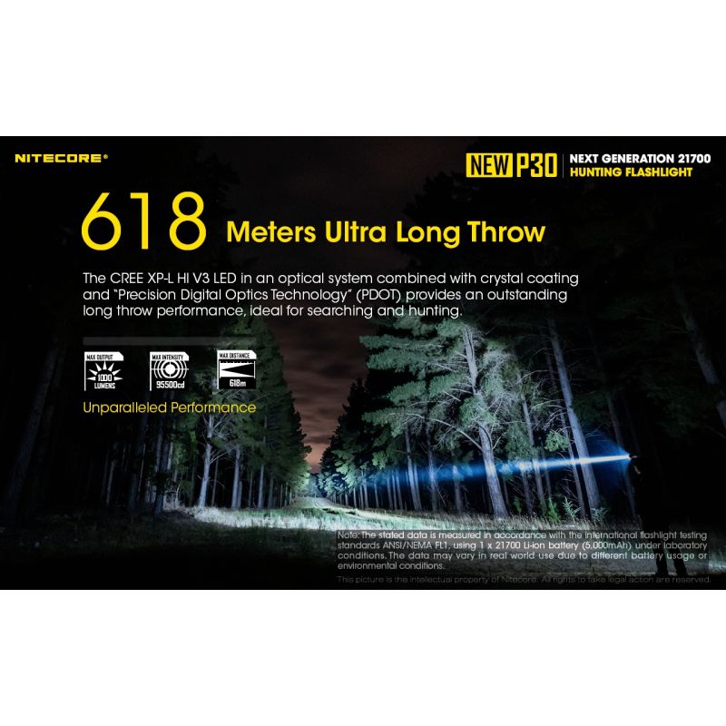 Nitecore P30 XP-L HI V3 LED-Taschenlampe 1000 Lumen 618 Meter Reichweite robuste Outdoor-Taschenlampe