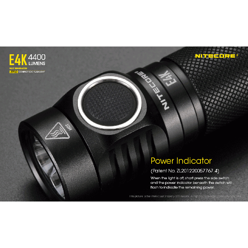 Nitecore E4K 4400 Lumen Taschenlampe Kompaktes Design EDC Taschenlampe Wasserdicht mit 21700 Batterie