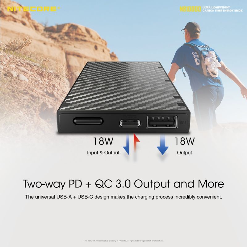 NITECORE NB10000 QC Dual Port Power Bank 10000mAh USB-C Leichtes Reiseaccessoire für Smartphone Schnellladung