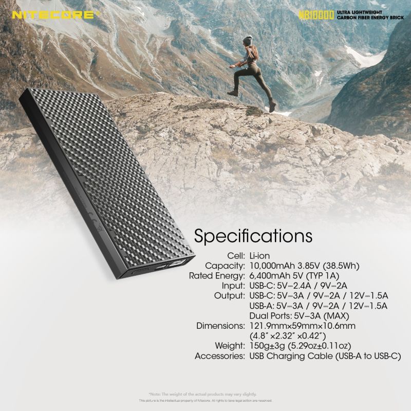 NITECORE NB10000 QC Dual Port Power Bank 10000mAh USB-C Leichtes Reiseaccessoire für Smartphone Schnellladung