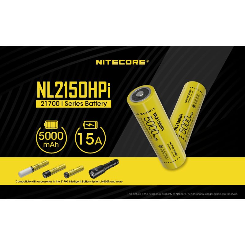 NITECORE NL2150HPi 5000mAh 3.6V Hochleistungsbatterie 21700 Li-Ion Akku für Elektronikgeräte und Taschenlampen
