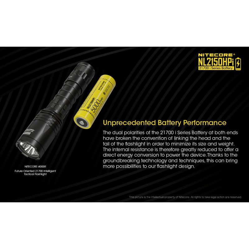 NITECORE NL2150HPi 5000mAh 3.6V Hochleistungsbatterie 21700 Li-Ion Akku für Elektronikgeräte und Taschenlampen