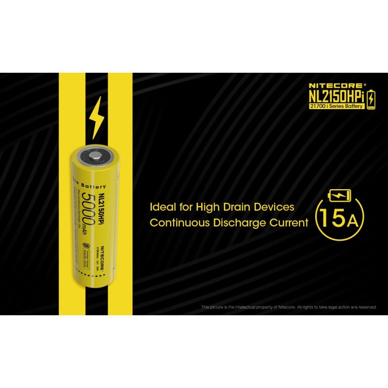 NITECORE NL2150HPi 5000mAh 3.6V Hochleistungsbatterie 21700 Li-Ion Akku für Elektronikgeräte und Taschenlampen