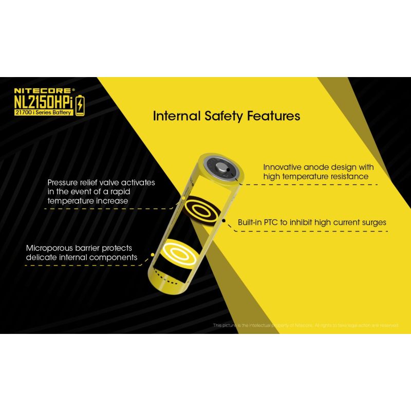NITECORE NL2150HPi 5000mAh 3.6V Hochleistungsbatterie 21700 Li-Ion Akku für Elektronikgeräte und Taschenlampen