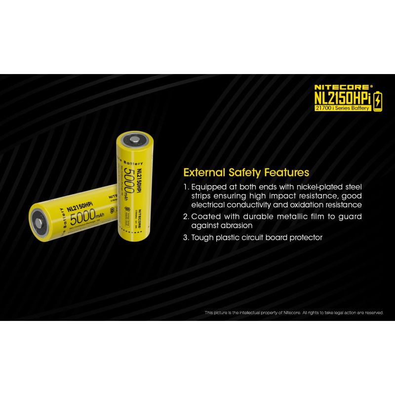 NITECORE NL2150HPi 5000mAh 3.6V Hochleistungsbatterie 21700 Li-Ion Akku für Elektronikgeräte und Taschenlampen