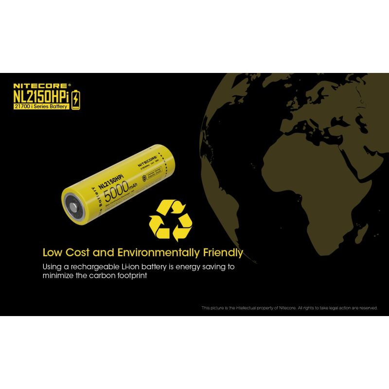 NITECORE NL2150HPi 5000mAh 3.6V Hochleistungsbatterie 21700 Li-Ion Akku für Elektronikgeräte und Taschenlampen