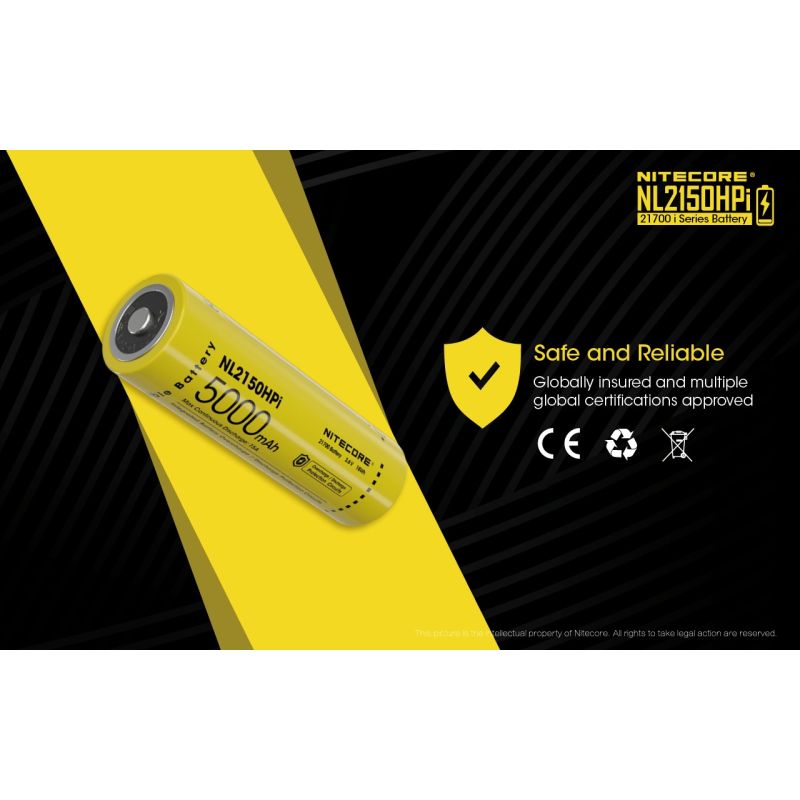 NITECORE NL2150HPi 5000mAh 3.6V Hochleistungsbatterie 21700 Li-Ion Akku für Elektronikgeräte und Taschenlampen