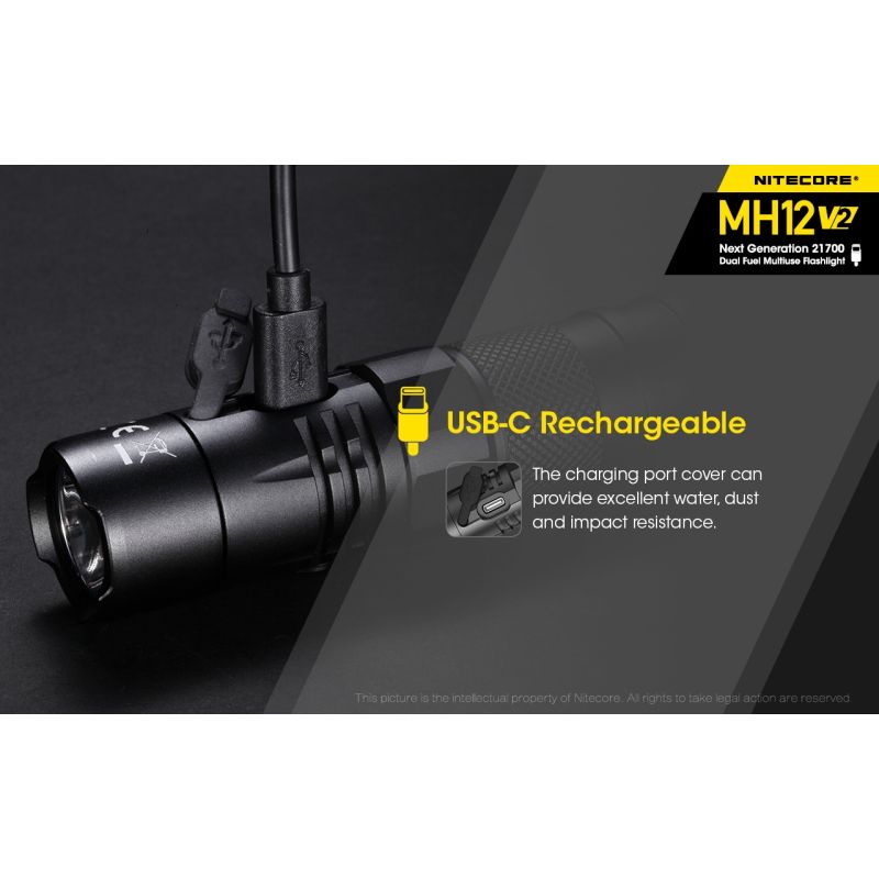 Nitecore MH12 V2 LED Taschenlampe 1200 Lumen Outdoor Beleuchtung 21700 Batterie für Camping und Wandern