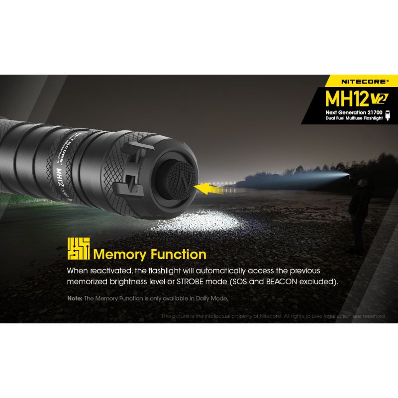 Nitecore MH12 V2 LED Taschenlampe 1200 Lumen Outdoor Beleuchtung 21700 Batterie für Camping und Wandern