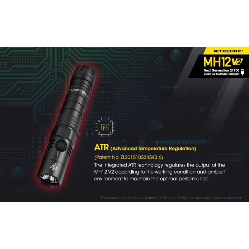 Nitecore MH12 V2 LED Taschenlampe 1200 Lumen Outdoor Beleuchtung 21700 Batterie für Camping und Wandern