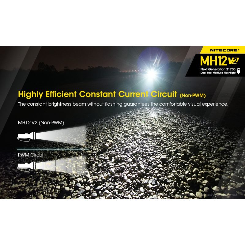 Nitecore MH12 V2 LED Taschenlampe 1200 Lumen Outdoor Beleuchtung 21700 Batterie für Camping und Wandern