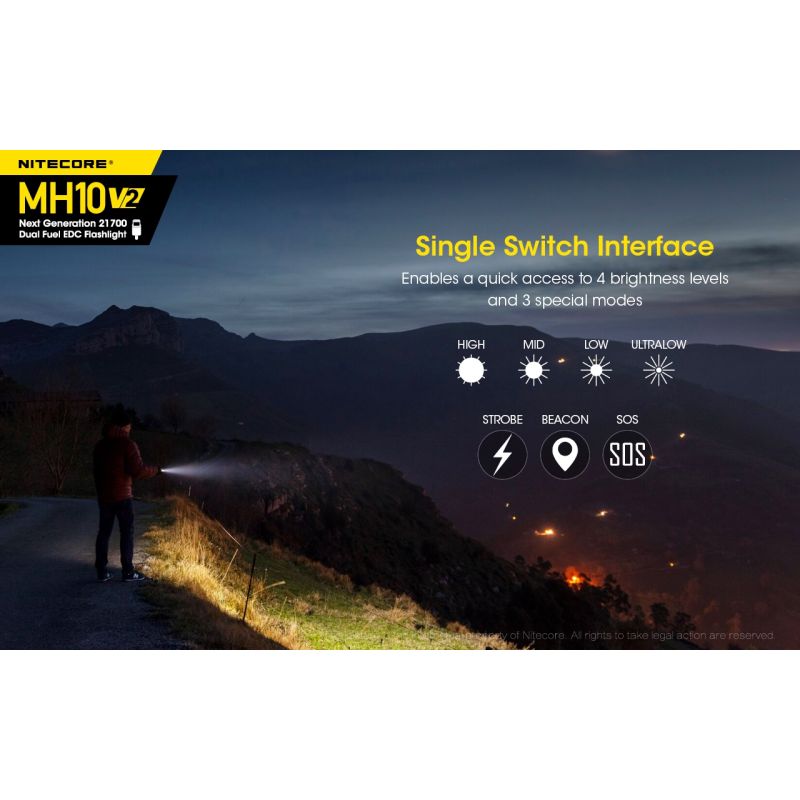 NITECORE MH10 V2 XP-L2 V6 LED-Taschenlampe 1200 Lumen USB-C Ladegerät kompakte langlebige Outdoor Beleuchtung