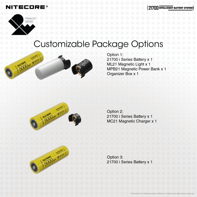 NITECORE 21700 Intelligentes Batteriesystem ML21 Magnetlicht NL2150HPI 5000mAh Batterie Outdoor-Enthusiasten