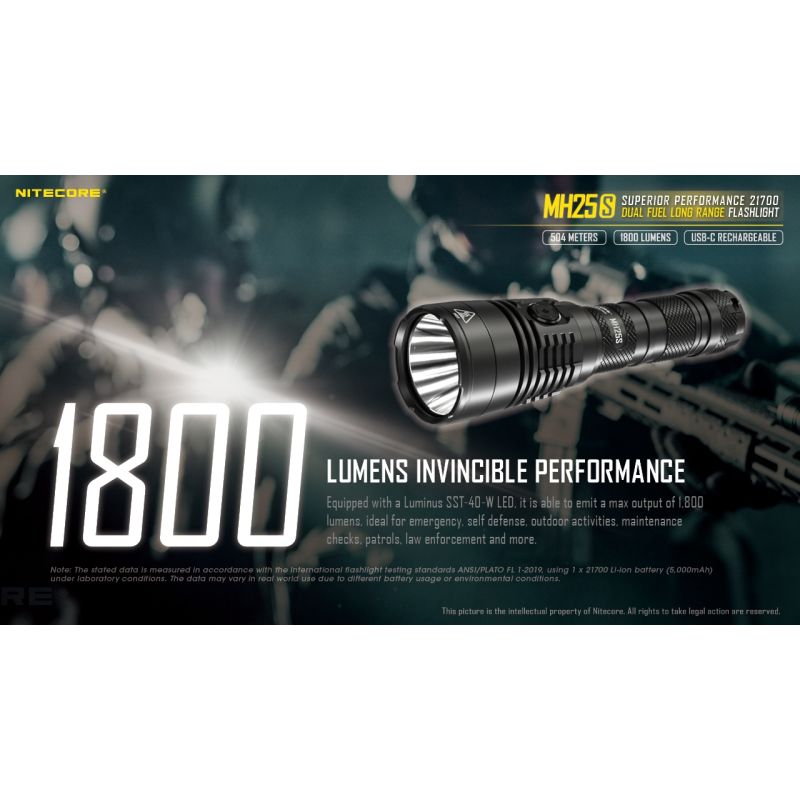 Nitecore MH25S 1800 Lumen LED-Taschenlampe Luminus SST-40 USB-C wiederaufladbar für Outdoor-Abenteuer